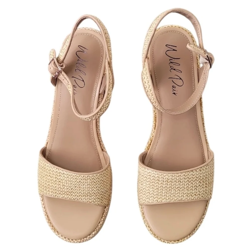 Wild Pair Beige Ankle Strap  Platform Sandals Size 11 NWOT
